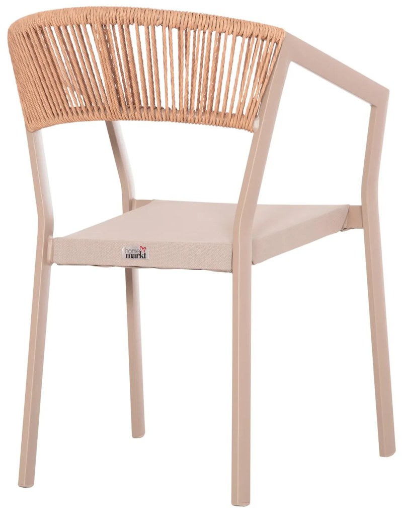 Καρέκλα - Πολυθρόνα MIRI C5891.03 Αλουμινίου Σκελετός - Textline Σαμπανιζέ και Rattan Μπέζ 56x60x81,5Υ εκ. 56x58x80.5 εκ.