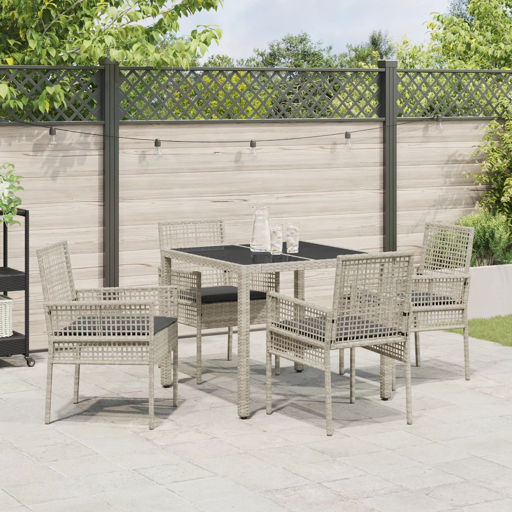 vidaXL Σέτ φαγητού για κήπο 5 pcs Ανοιχτό γκρι 90 x 90 x 75 cm