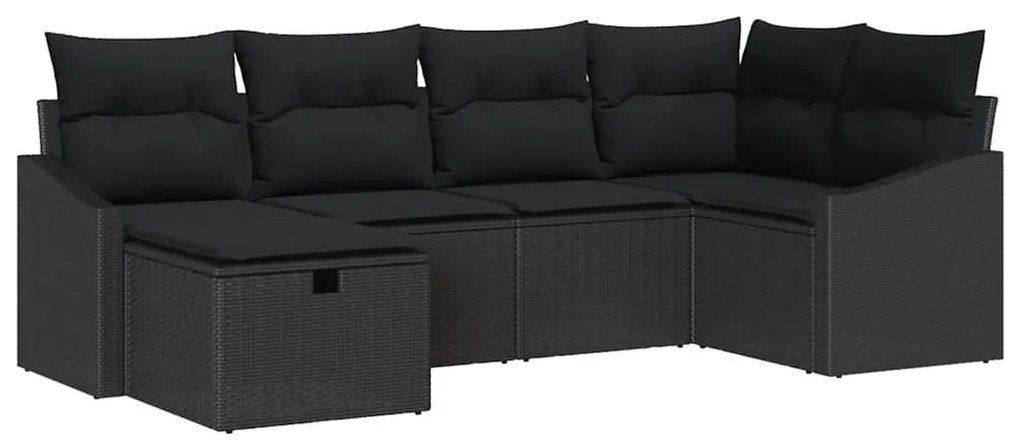 vidaXL Σετ Καναπέ Κήπου 6 pcs Μαύρο Πολυ rattan, βαμμένο ατσάλι
