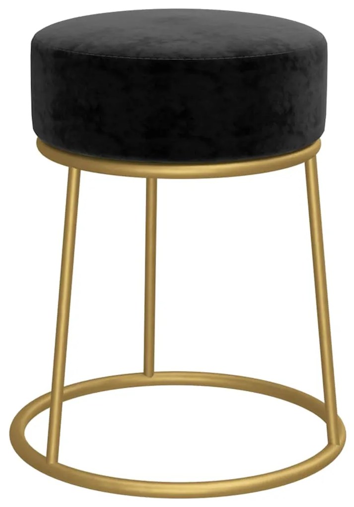vidaXL Στρογγυλό Σκαμπό Hocker Μαύρο Βελούδινο