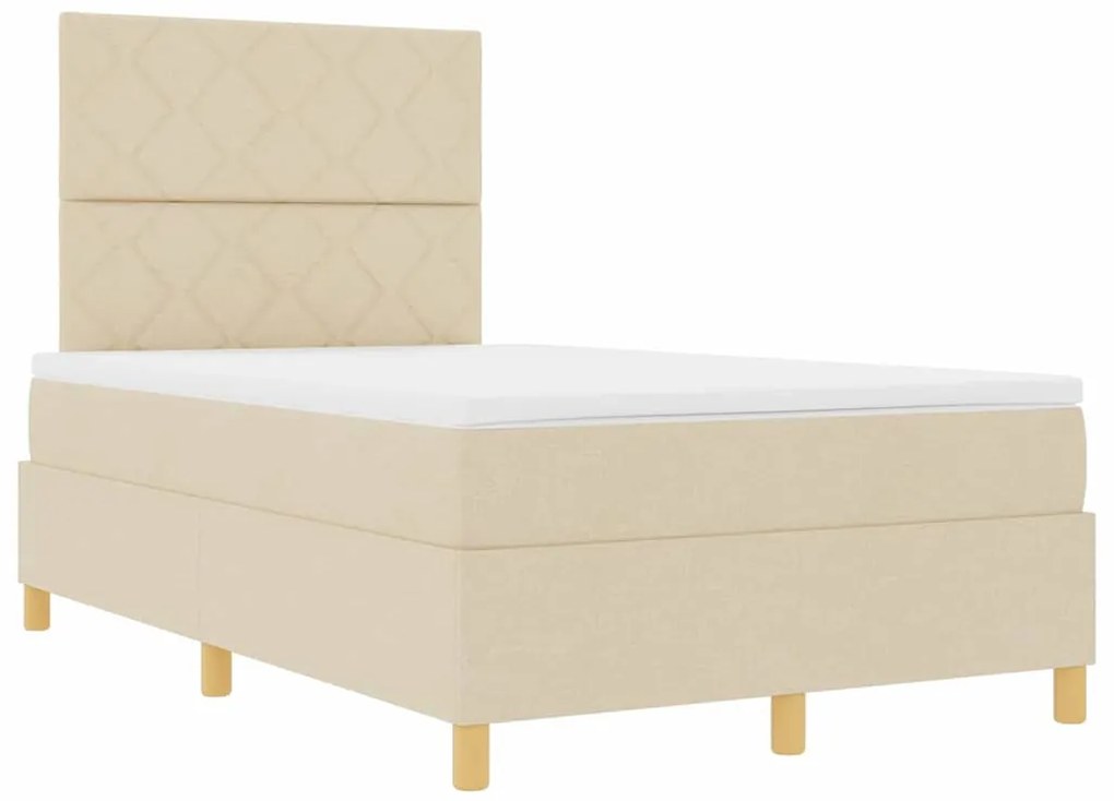 vidaXL Κρεβάτι με ελατήρια με κεφαλάρι Κρεμ 120 x 200 cm ύφασμα