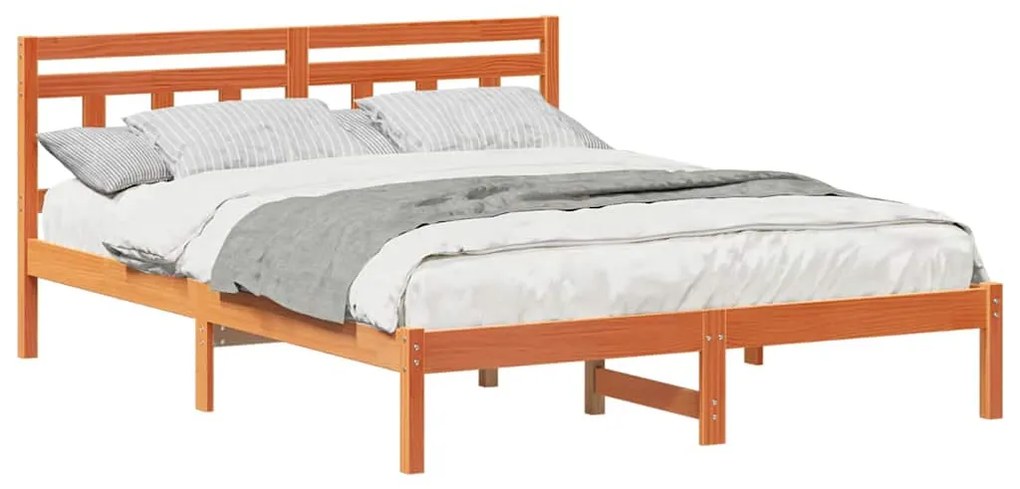 vidaXL Σκελετός Κρεβατιού Καφέ 160 x 200 cm Στερεά ξυλεία πεύκου