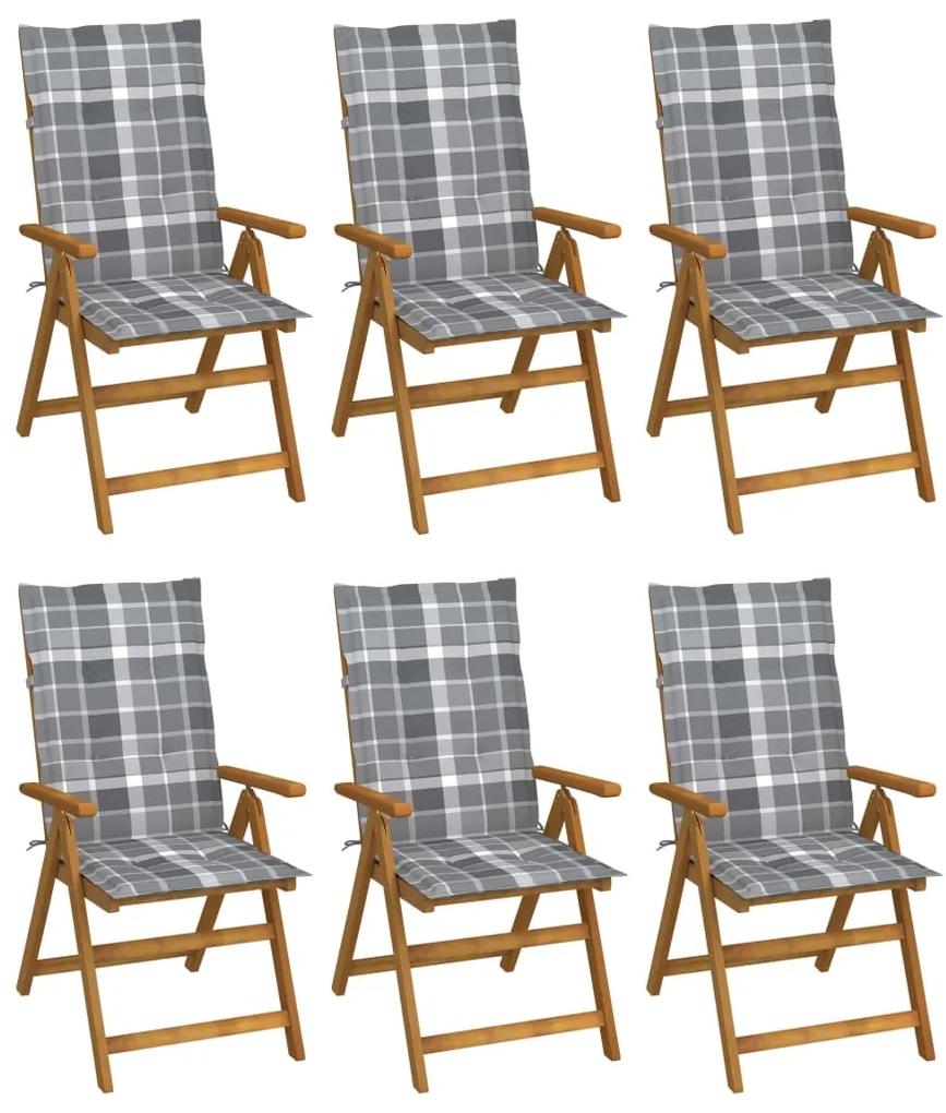 Καρέκλες Κήπου Πτυσσόμ. 6 τεμ. Μασίφ Ξύλο Ακακίας με Μαξιλάρια
