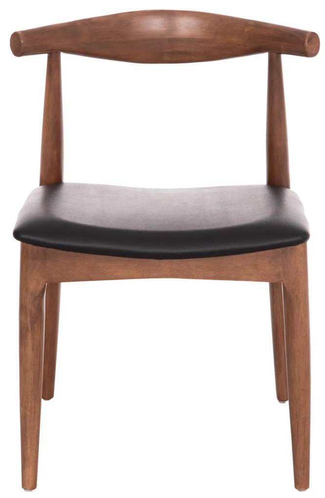 Καρέκλα τραπεζαρίας ALOR Rubberwood Καρυδί με PU Μαύρο 55x51x75Υεκ. 2αδα 55x51x75 εκ.