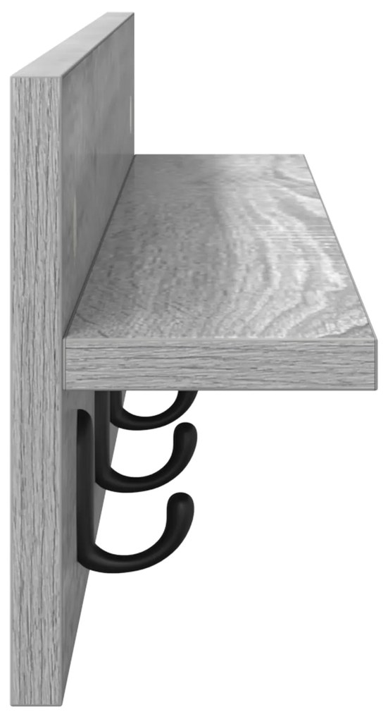 vidaXL Τοίχου Κρεμάστρα με ράφι Γκρι sonoma 80 x 10.5 x 18 εκ