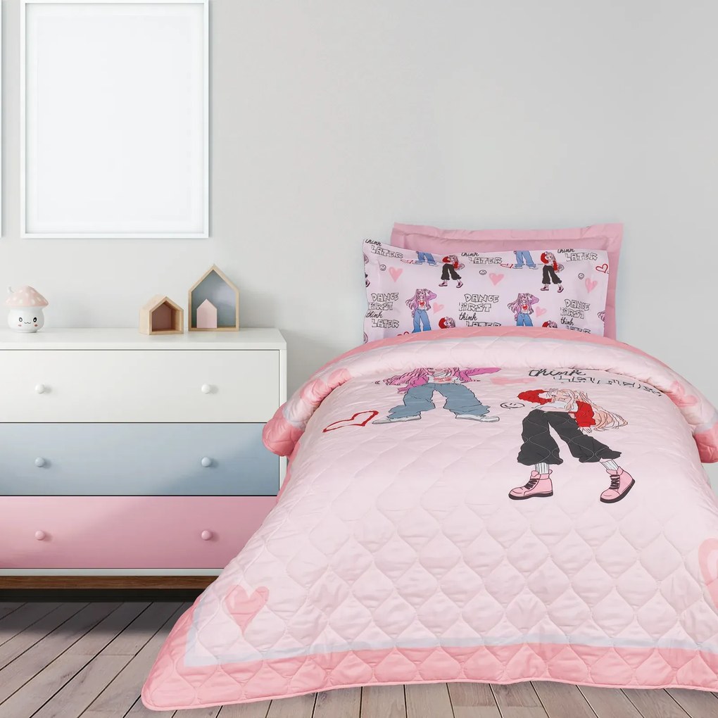 DAS KIDS ΚΟΥΒΕΡΛΙ ΜΟΝΟ 160Χ220 4940 GREY, PINK