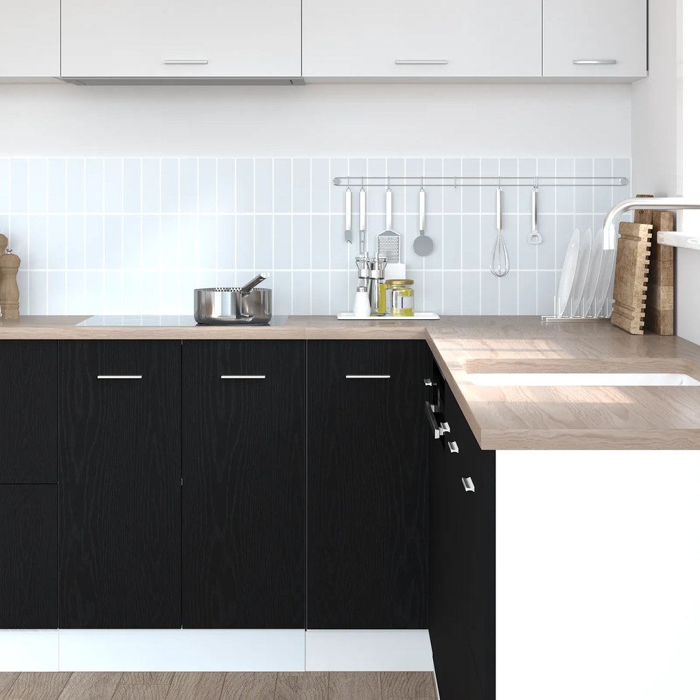 vidaXL Μαύρο Δρυς Γωνιακό Κάτω Ντουλάπι - 75.5 x 75.5 x 81.5 εκ, Φτιαγμένο από Επεξεργασμένο Ξύλο