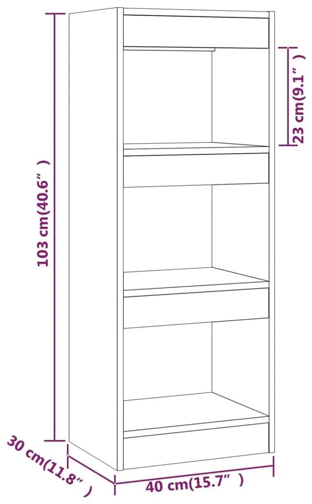 Βιβλιοθήκη/Διαχωρ. Χώρου Καφέ Δρυς 40x30x103 εκ. Επεξεργ. Ξύλο - Καφέ