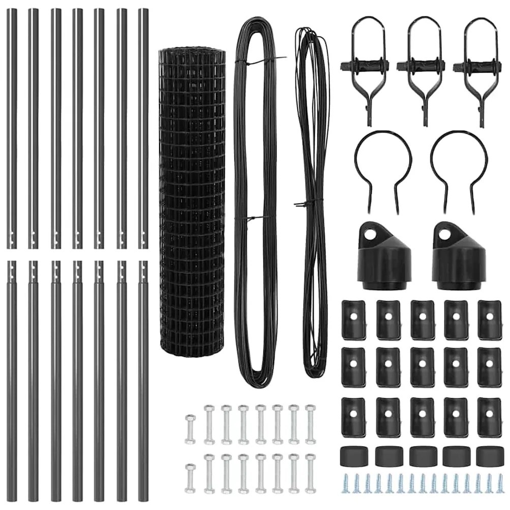 vidaXL Φράχτης με Στήλες. Γκρι 1 x 10 m Ατσάλι