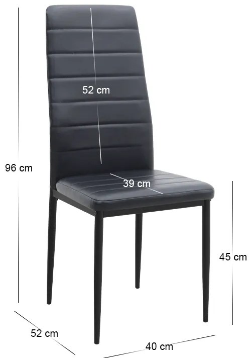 Καρέκλα τραπεζαρίας Rosa Megapap μαύρο PU - μεταλλικό μαύρο πόδι 40x52x96εκ.