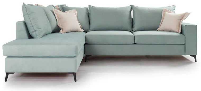 Γωνιακός καναπές δεξιά γωνία Romantic pakoworld ύφασμα Ciel-Cream 290x235x95εκ
