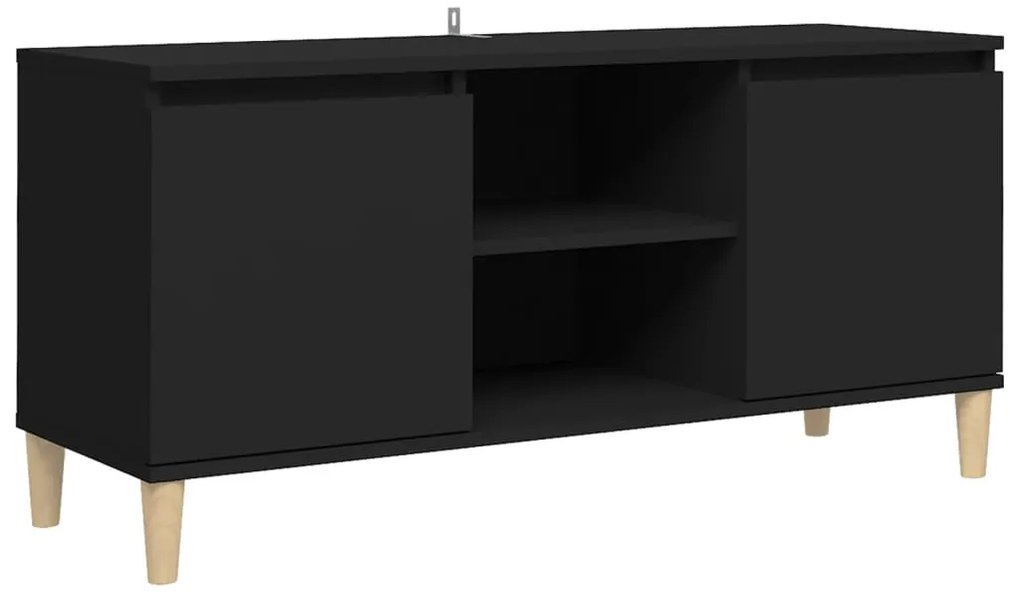vidaXL Έπιπλο Τηλεόρασης Καφέ Μαύρο 103,5x35x50εκ. Μασίφ Ξύλινα Πόδια
