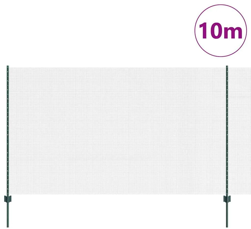 vidaXL Φράχτης με Στήλες. Πράσινο 1.4 x 10 m Ατσάλι
