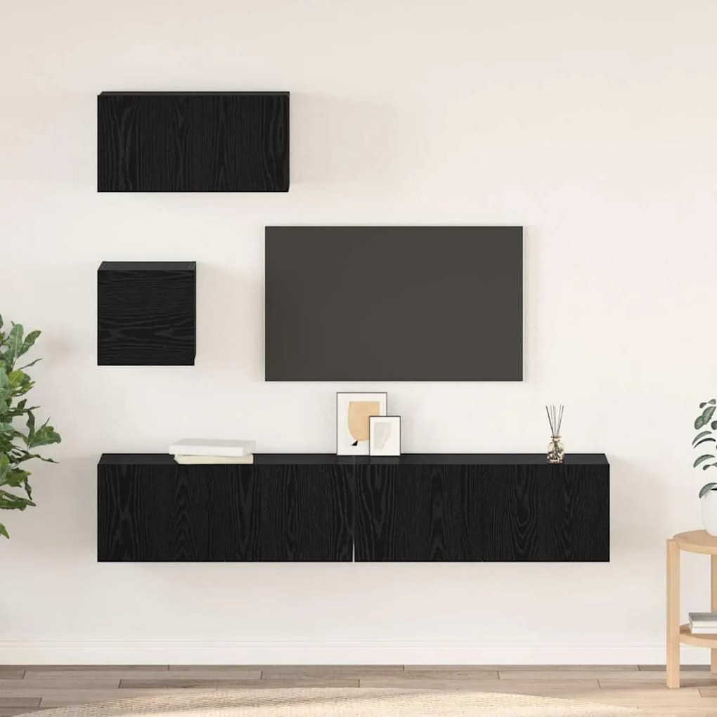 vidaXL Σετ επίπλου τηλεόρασης 4 pcs Μαύρη δρυς 80 x 30 x 30 εκ