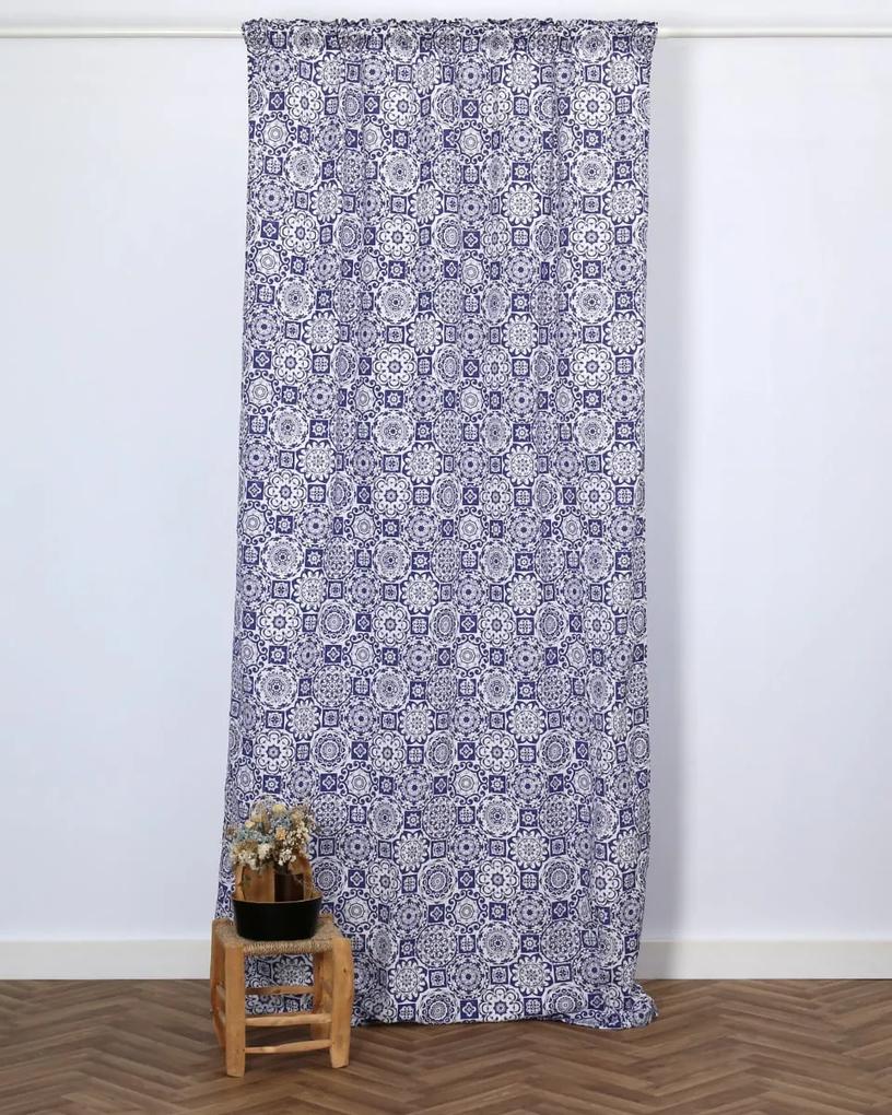 Έτοιμη Ραμμένη Κουρτίνα Azul Στενό Φύλλο (140x260cm)