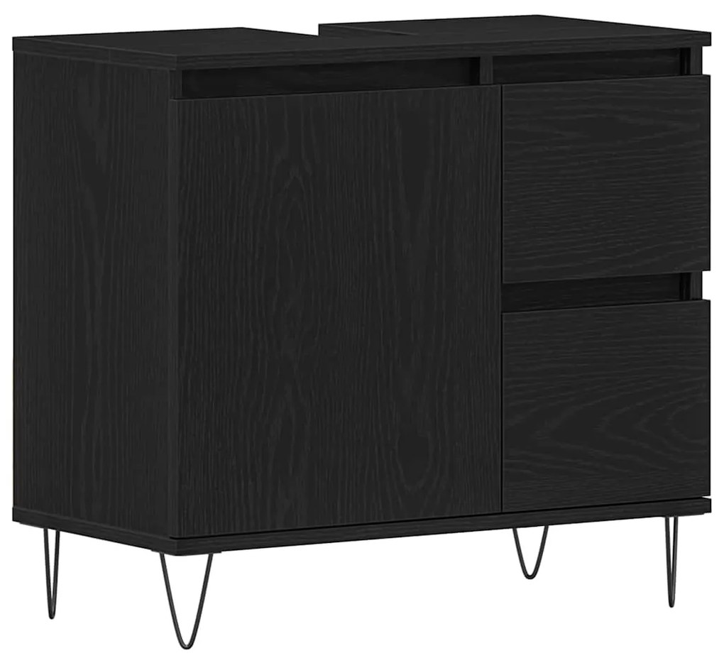 vidaXL Ντουλάπι Νιπτήρα Μαύρη Οξυά 65 x 33 x 60 εκ Επεξεργασμένο ξύλο