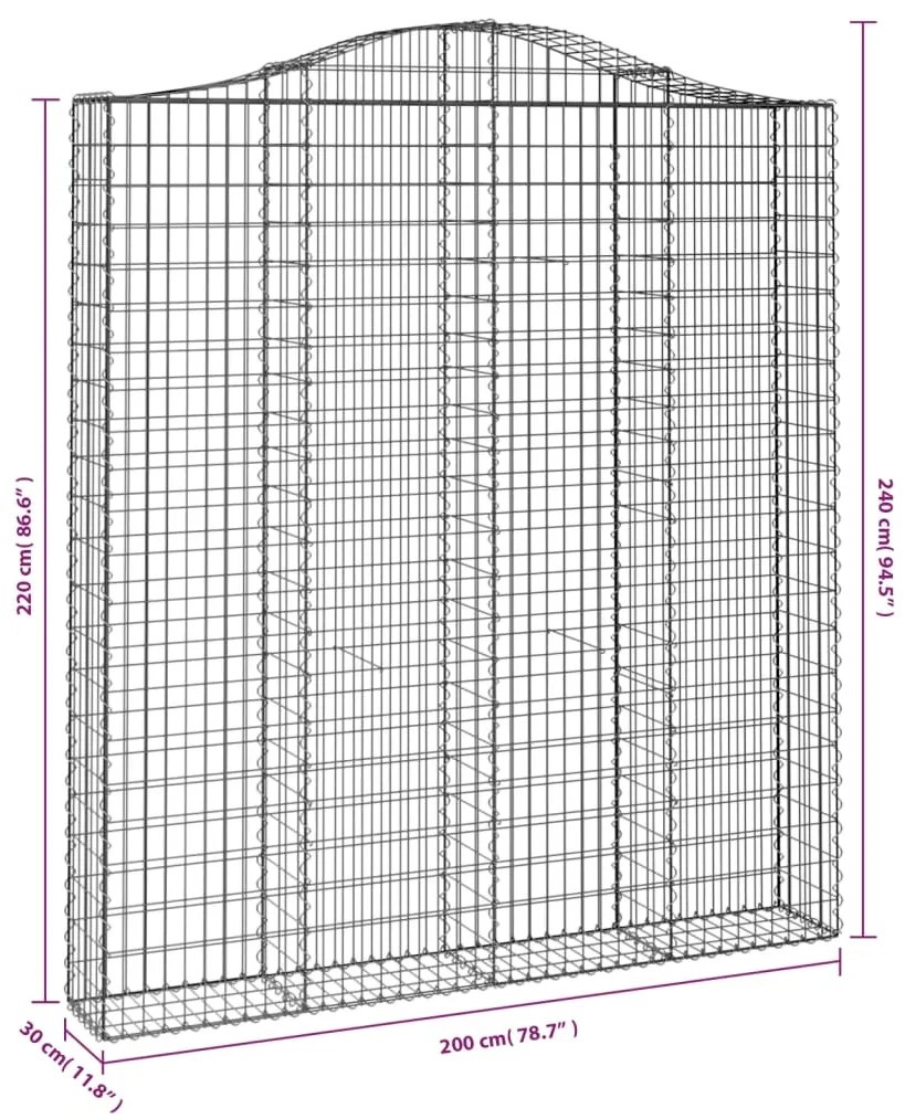 vidaXL Συρματοκιβώτια Τοξωτά 2 τεμ. 200x30x220/240 εκ. Γαλβαν. Ατσάλι