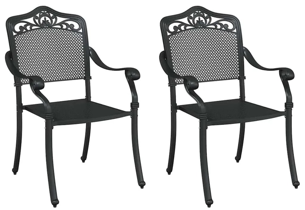 vidaXL Καρέκλα Κήπου 2 pcs Μαύρο 55 x 56.5 x 91εκ Αλουμίνιο