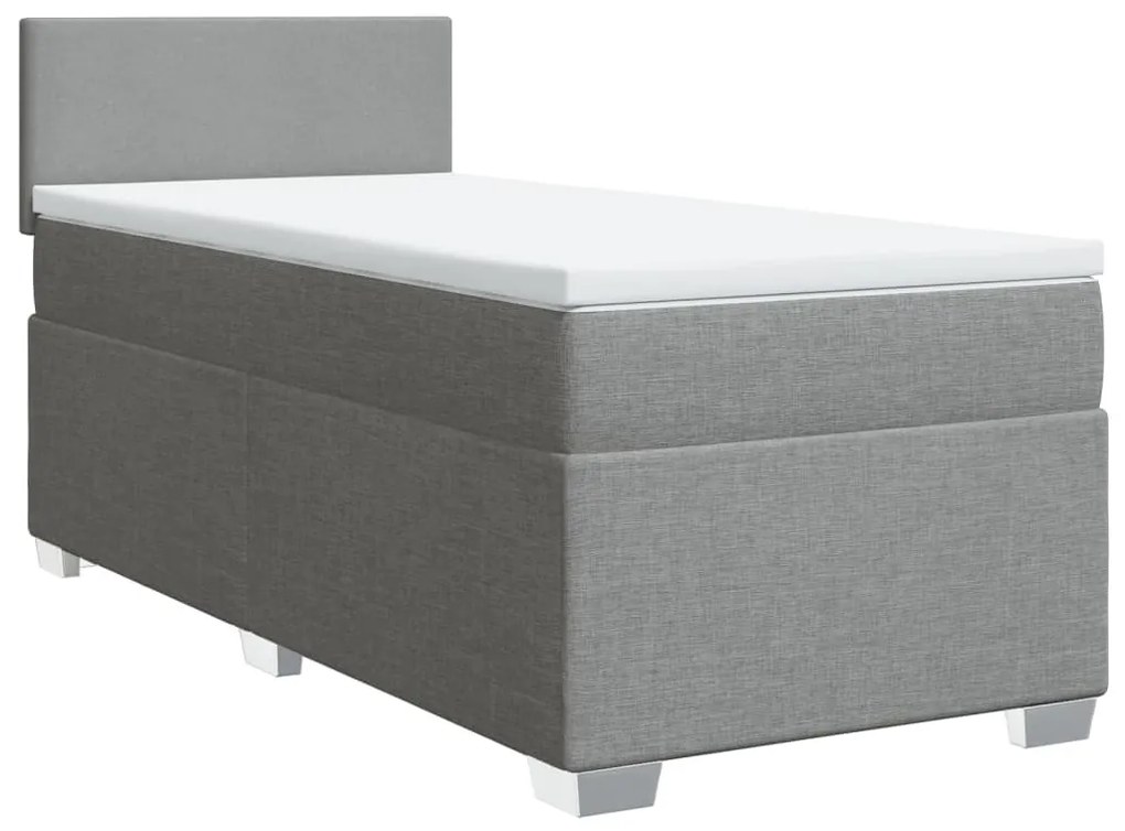 vidaXL Κρεβάτι Boxspring με Στρώμα Ανοιχτό Γκρι 80x200 εκ. Υφασμάτινο