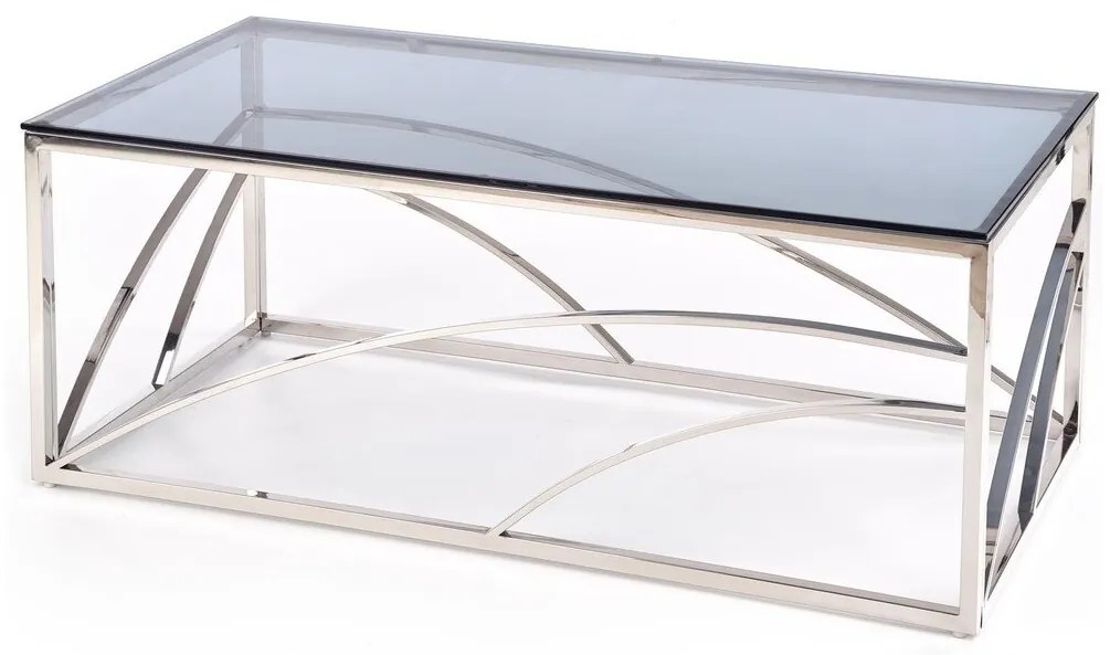Τραπεζάκι σαλονιού Houston 988 (Ασημί), Ασημί, 45x60x120cm, 25 kg, Επεξεργασμένο γυαλί, Γωνιακό | Epipla1.gr