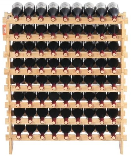 VEVOR 72 Bottle Upgrade Modular Wine Rack Bamboo Wood Display Shelf 8-Tier