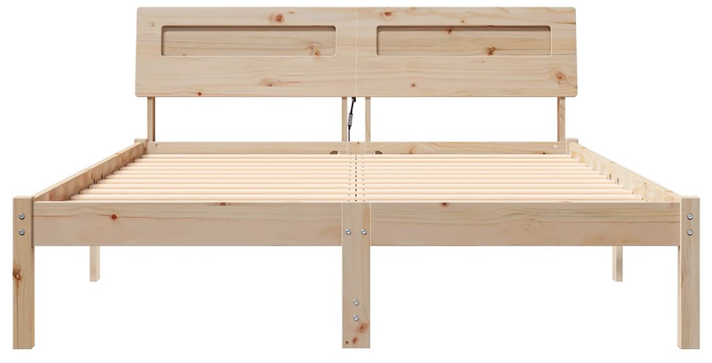 vidaXL Σκελετός Κρεβατιού Καφέ 140 x 190 cm Συμπαγές ξύλο πεύκου