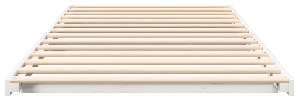 vidaXL Κρεβάτι δαπέδου Λευκό 100 x 200 cm Μασίφ ξύλο πεύκου