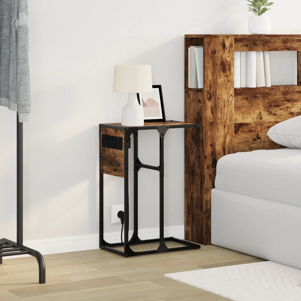 vidaXL Κομοδίνο Καπνιστή δρυς 41.5 x 26 x 60.5 εκ Επεξεργασμένο ξύλο