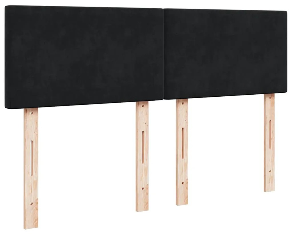 vidaXL Κρεβάτι Boxspring με Στρώμα Μαύρο 140x190 εκ. Βελούδινο