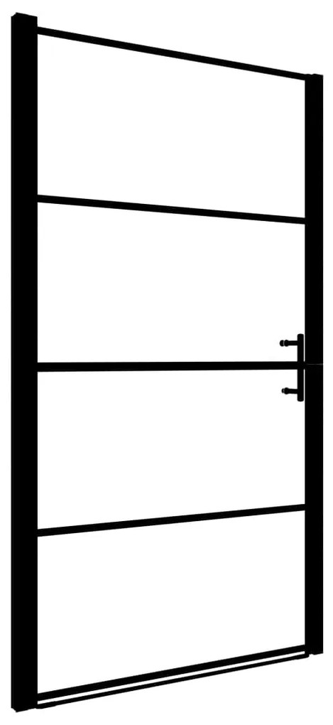 vidaXL Πόρτα Ντουζιέρας Μαύρη 91 x 195 εκ. Αμμοβολισμένο Ψημένο Γυαλί