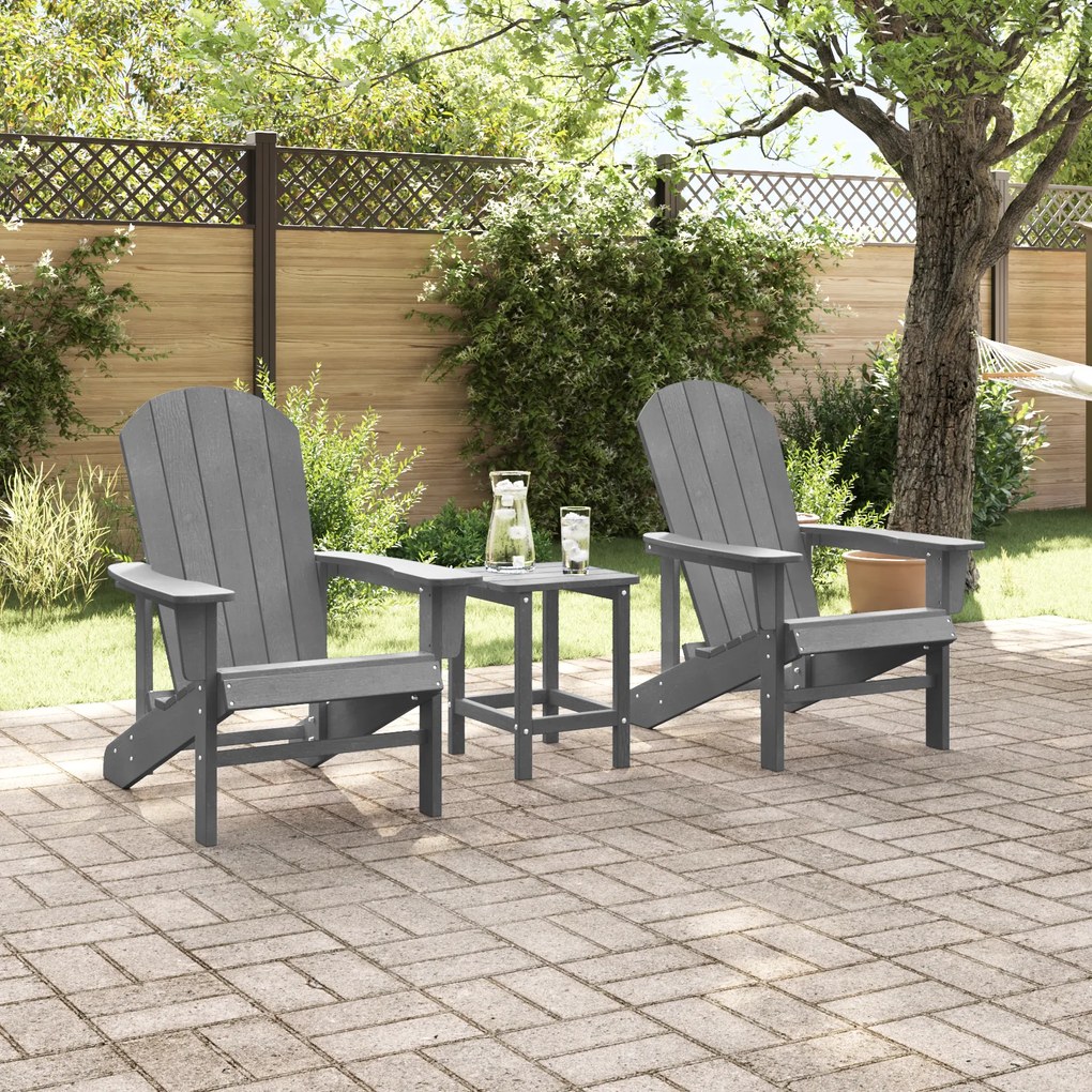 vidaXL Καρέκλες Adirondack 2 τεμ σε Ανοιχτό Γκρι, διαστάσεις 74x82x90 εκ, υλικό HDPE