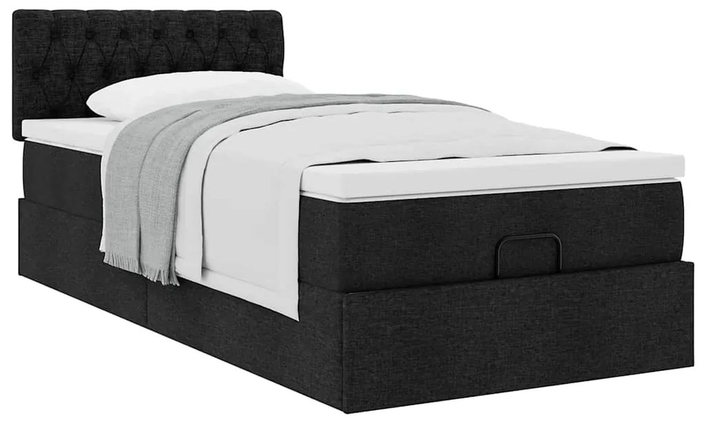 Οθωμανικό κρεβάτι με στρώμα Μαύρο 90x190cm Ύφασμα 3311506