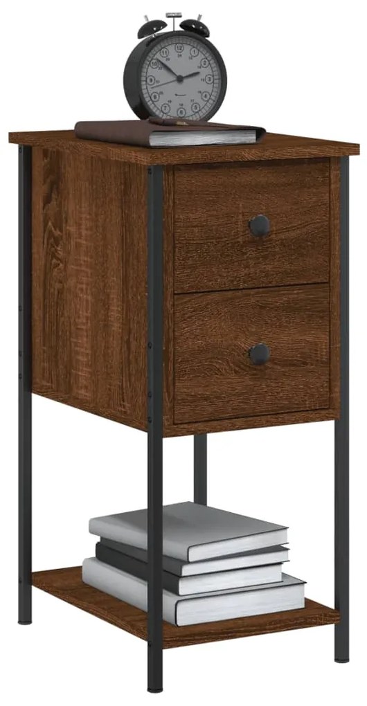 vidaXL Κομοδίνα 2 Τεμ. Καφέ Δρυς 32x42x70 εκ. Επεξεργασμένο Ξύλο