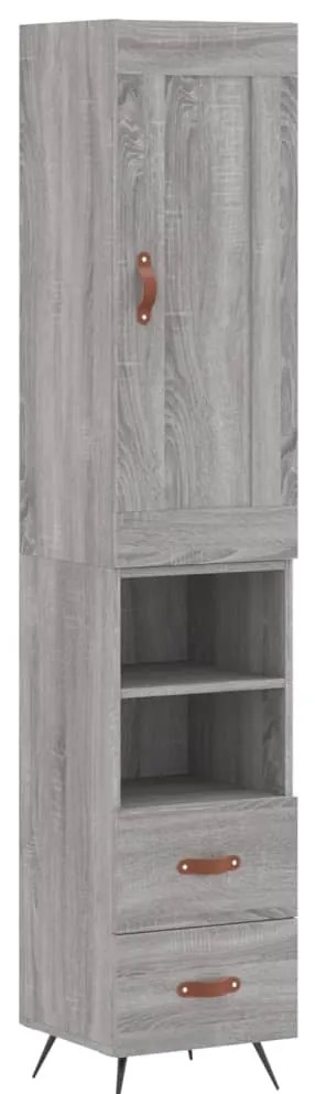 vidaXL Μπουφές Sonoma Γκρι 34,5 x 34 x 180 εκ. από Επεξεργασμένο Ξύλο