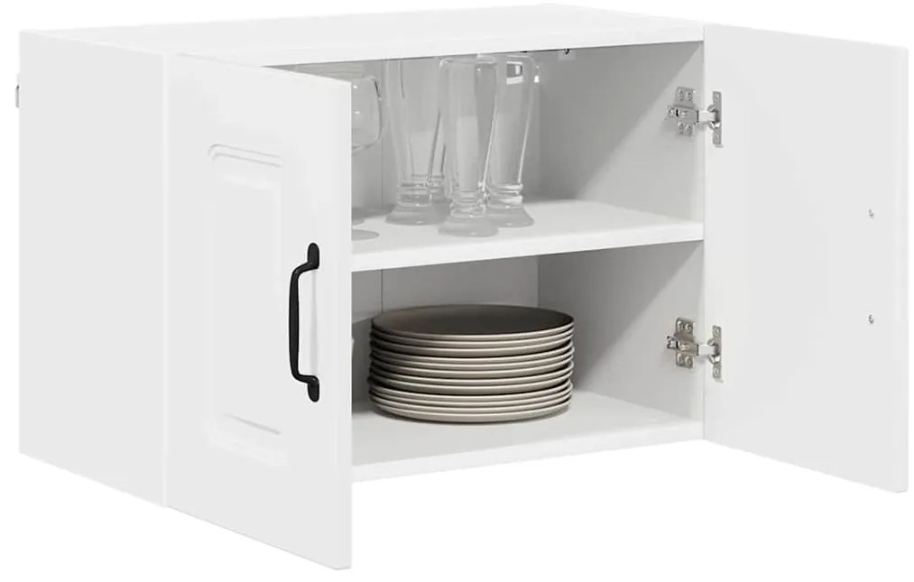 vidaXL Κρεμαστό ντουλάπι κουζίνας με ράφι Υψηλής γυαλάδας λευκό