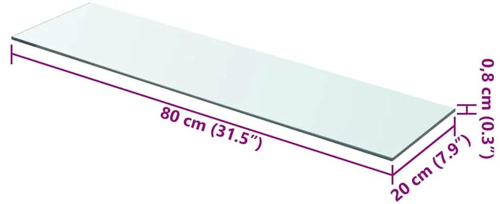 vidaXL Ράφι Πάνελ Διάφανο 80 x 20 εκ. Γυάλινο