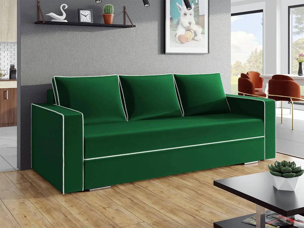 Καναπές κρεβάτι Decatur 101, Αριθμός θέσεων: 4, Αποθηκευτικός χώρος, Άσπρο, Πράσινο, 91x230x92cm, 106 kg, Πόδια: Ξύλο | Epipla1.gr