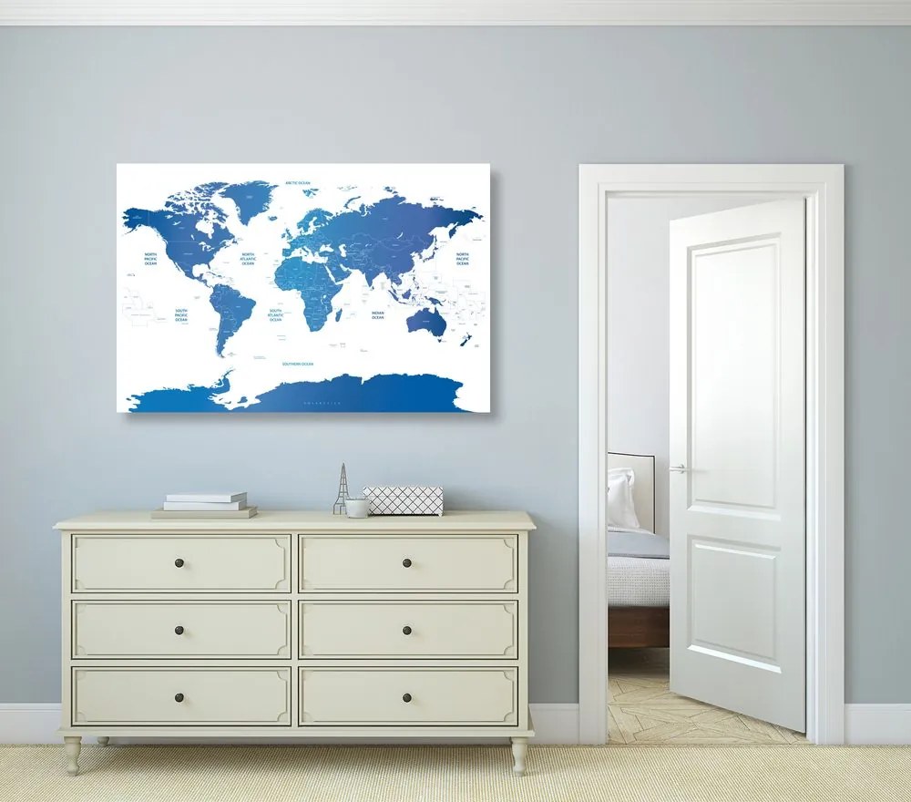 Εικόνα στον παγκόσμιο χάρτη φελλού με μεμονωμένες πολιτείες - 120x80  peg