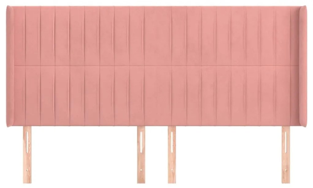 Κεφαλάρι με Πτερύγια Ροζ 183x16x118/128 εκ. Βελούδινο - Ροζ