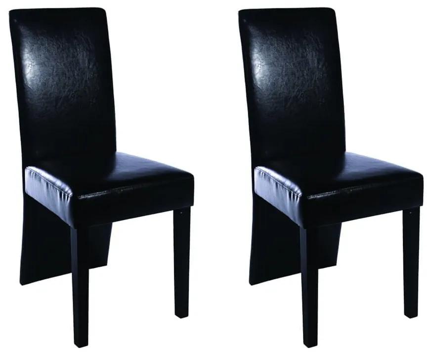 Καρέκλες Τραπεζαρίας 2 τεμ. Μαύρες από Συνθετικό Δέρμα