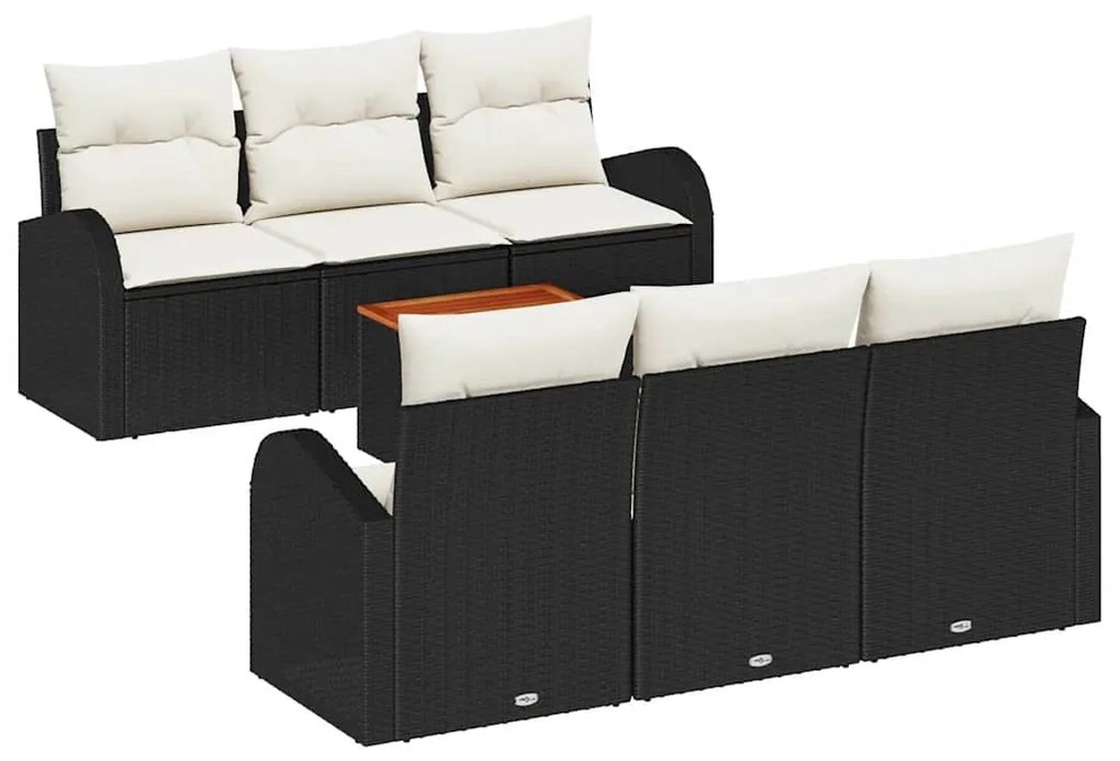vidaXL Σετ Καναπέ Κήπου 7 pcs Μαύρο Πολυ ράταν