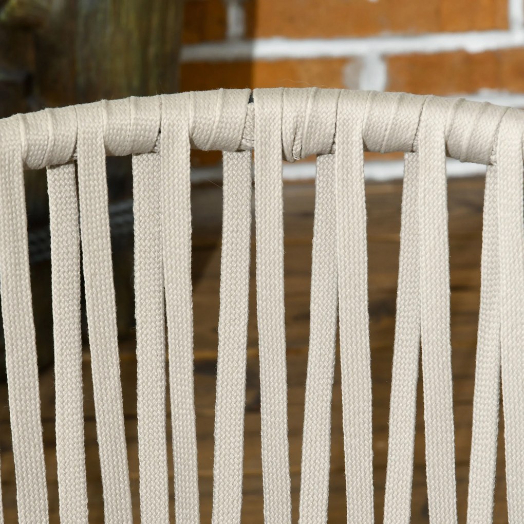 Outsunny Σετ 2 καρεκλών βεράντας, στυλ Boho, άνετο κάθισμα, μαξιλάρια καθίσματος, πλενόμενο κάλυμμα, μεταλλικό πλαίσιο, μπεζ