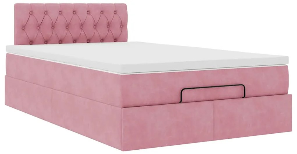vidaXL Οθωμανικό κρεβάτι με στρώμα ροζ 120x190 cm Velvet