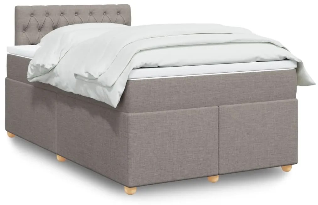 Κρεβάτι Boxspring με Στρώμα Taupe 120x200 εκ. Υφασμάτινο - Μπεζ-Γκρι