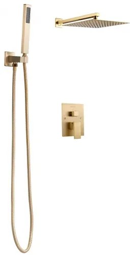 VEVOR Shower Faucet Set 10&quot; Square Rain Shower Head and Hand Set Brushed Gold