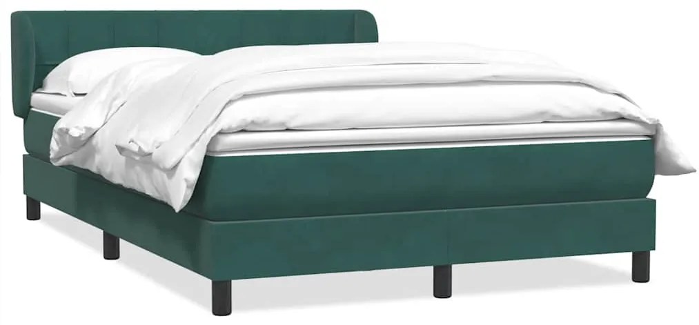 vidaXL Box Spring Κρεβάτι με στρώμα Σκούρο πράσινο 140x220cm Βελούδινο