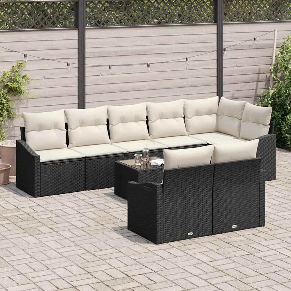 vidaXL Σετ Καναπέ Κήπου 9 pcs Μαύρο Πολυ ράταν