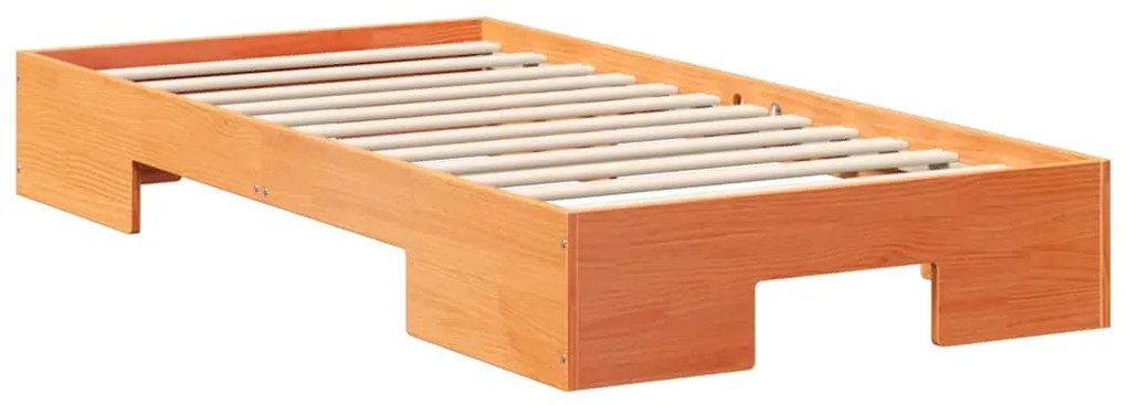 vidaXL Κρεβάτι δαπέδου Καφέ 100 x 200 cm Μασίφ ξύλο πεύκου