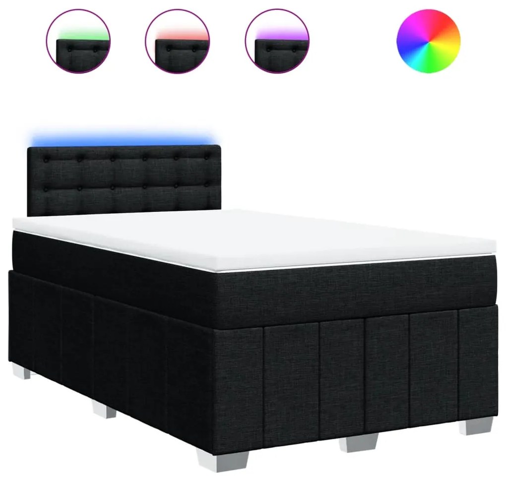 vidaXL Κρεβάτι Boxspring με Στρώμα Μαύρο 120x200 εκ. Υφασμάτινο