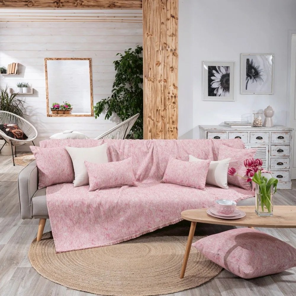 Ριχτάρι Anzio 06 Pink Teoran Πολυθρόνα 180x150cm Βαμβάκι-Πολυέστερ